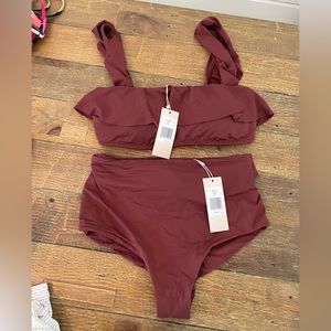 Eberjey two piece maroon top/M bottom/S